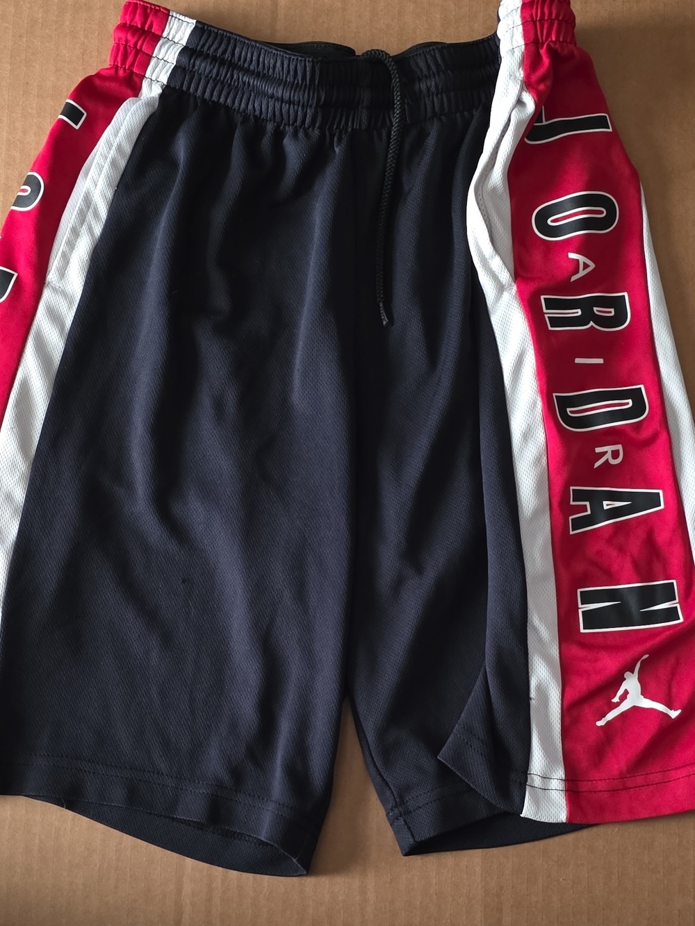 Jordan Black Athletic Shorts with Red & White Side Panels